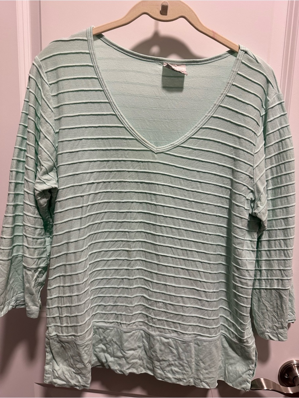 Relaxed V-Neck Tunic in Light Mint Green